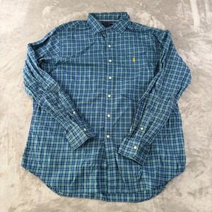 Polo Ralph‎ Lauren Mens XL Plaid Button Down Shirt Tartan Fields Golf Club Blue